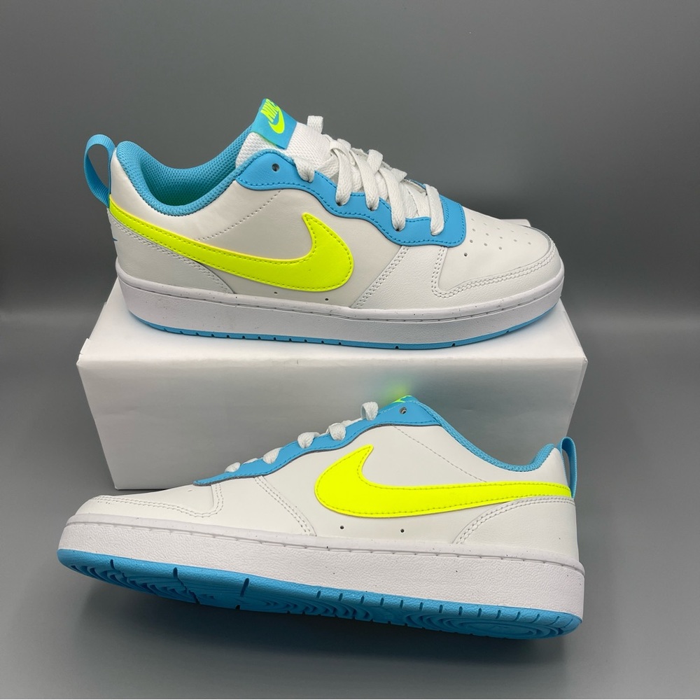 Nike Court Borough Low 2 GS /5Y 'White Baltic Blue Volt' Women's Size 6.5